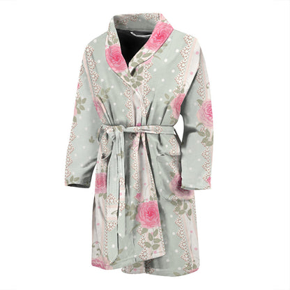 Rose Pattern Print Design RO016 Men Bathrobe