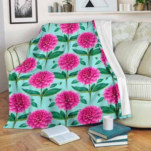 Dahlia Pattern Print Design DH08 Fleece Blanket