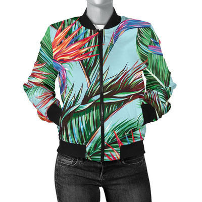 Bird Of Paradise Pattern Print Design BOP01 Women Bomber Jacket