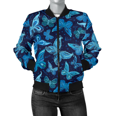 Butterfly Pattern Print Design 03 Women's Bomber Jacket