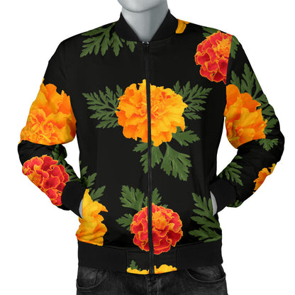 Marigold Pattern Print Design MR05 Men Bomber Jacket