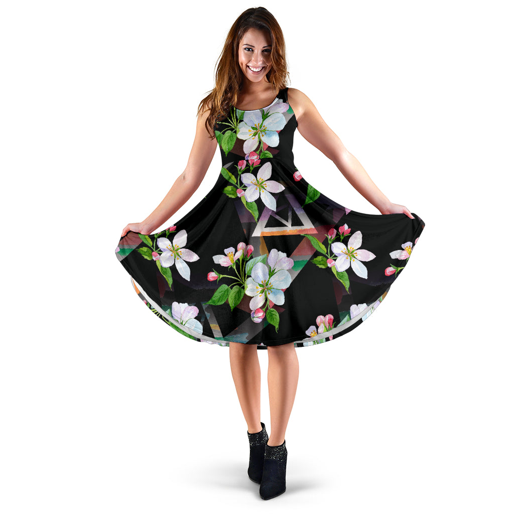 Apple blossom Pattern Print Design AB07 Midi Dress