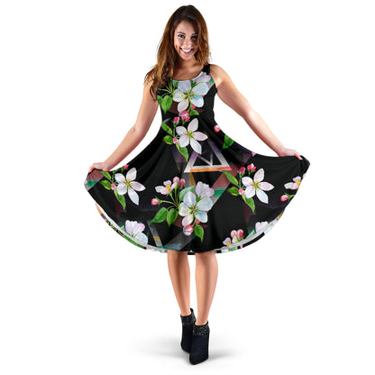 Apple blossom Pattern Print Design AB07 Midi Dress