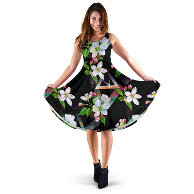Apple blossom Pattern Print Design AB07 Midi Dress