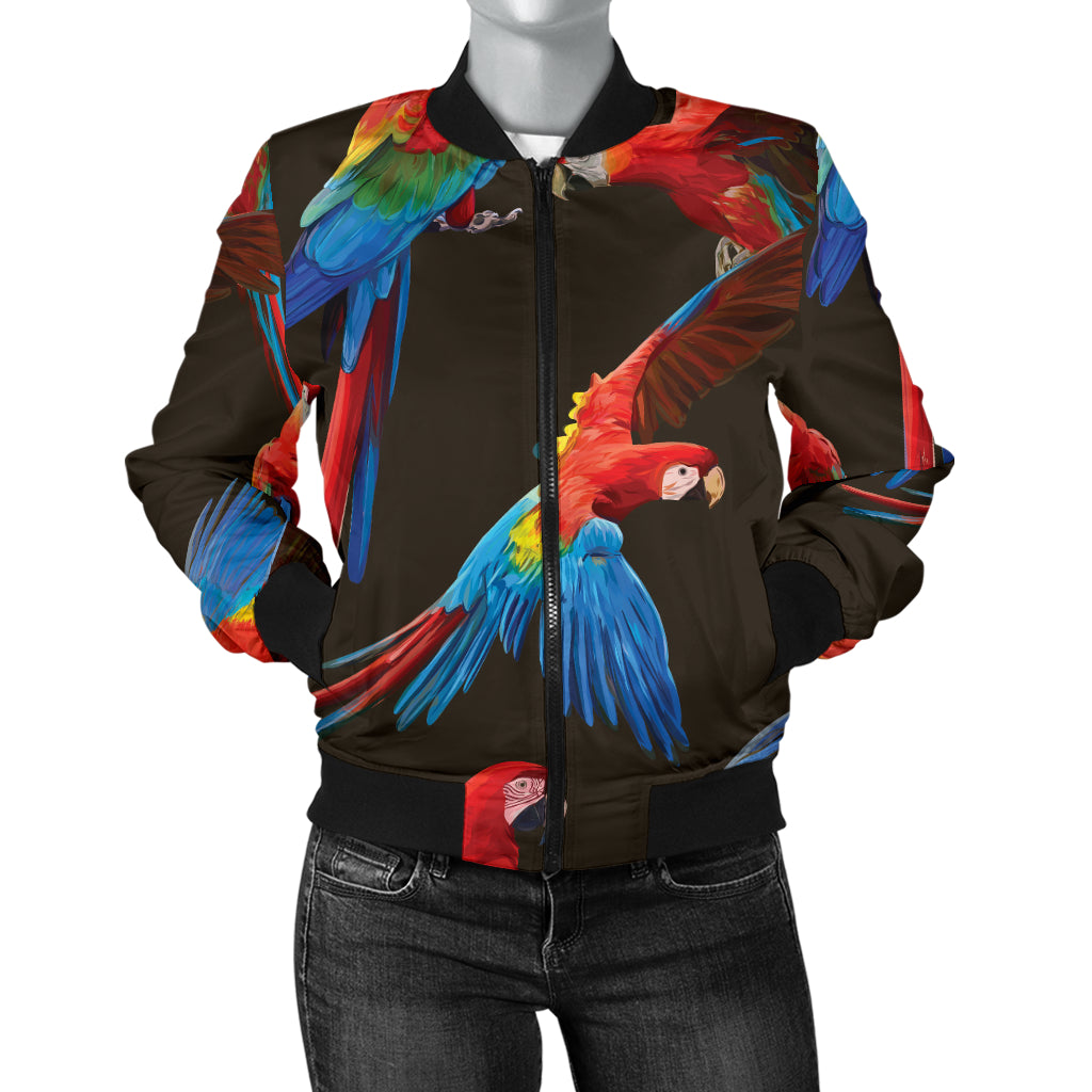 Macaw Pattern Print Design 04 Women's Bomber Jacket