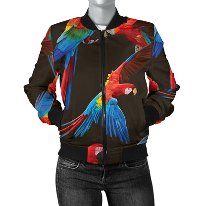 Macaw Pattern Print Design 04 Women's Bomber Jacket