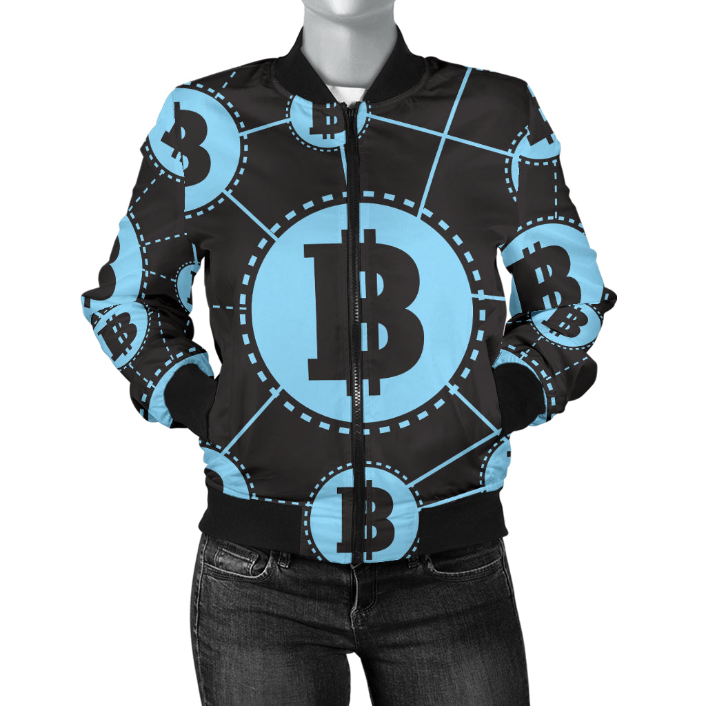 Cryptocurrency Pattern Print Design 02 Women's Bomber Jacket