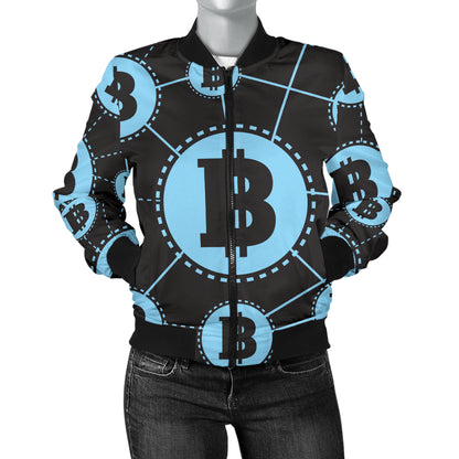 Cryptocurrency Pattern Print Design 02 Women's Bomber Jacket