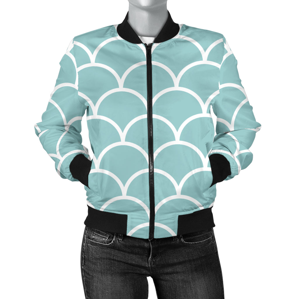 Scales Teal Pattern Print Design 02 Women's Bomber Jacket