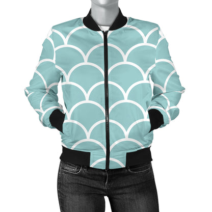 Scales Teal Pattern Print Design 02 Women's Bomber Jacket