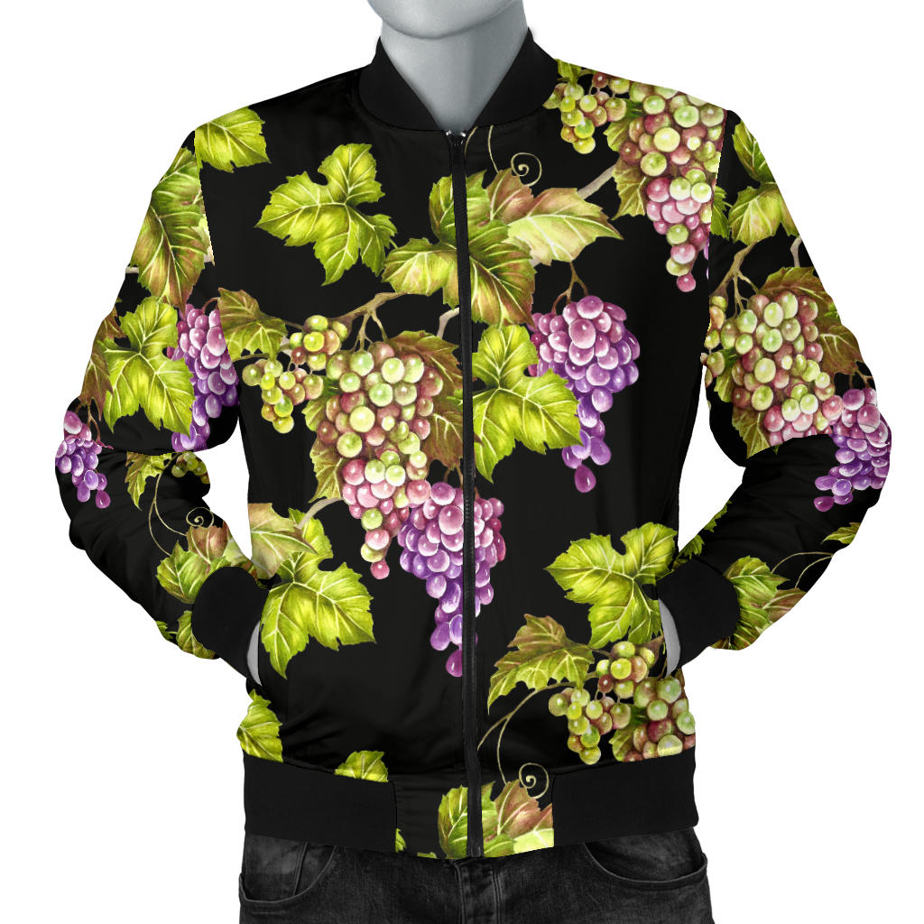 Grape Pattern Print Design GP04 Men Bomber Jacket