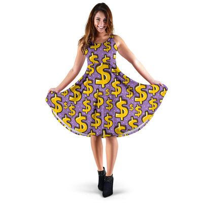 Dollar Pattern Print Design DO01 Midi Dress