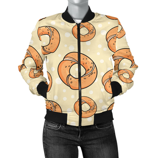 Bagel Pattern Print Design 03 Women's Bomber Jacket