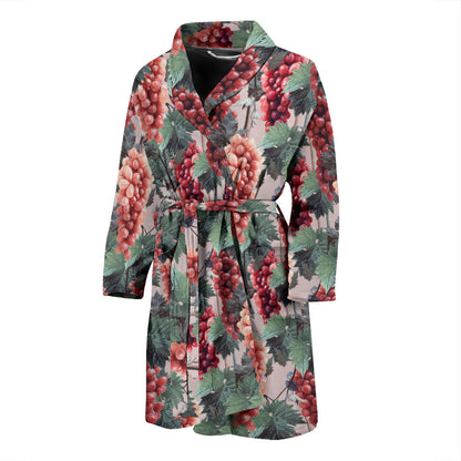 Grape Pattern Print Design GP01 Men Bathrobe