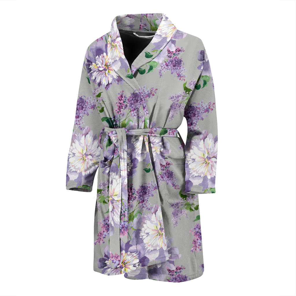 Lilac Pattern Print Design LI07 Men Bathrobe