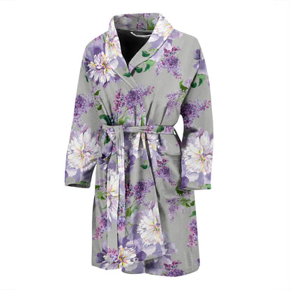 Lilac Pattern Print Design LI07 Men Bathrobe