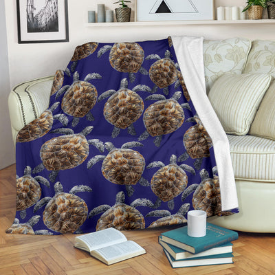 Sea Turtle Pattern Print Design T05 Fleece Blanket