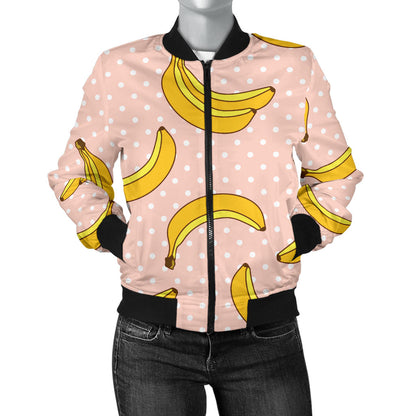 Banana Pattern Print Design BA06 Women Bomber Jacket