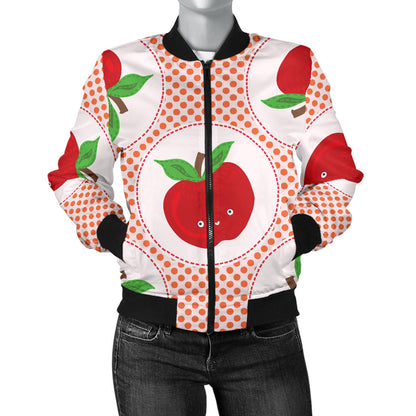 Apple Pattern Print Design AP08 Women Bomber Jacket