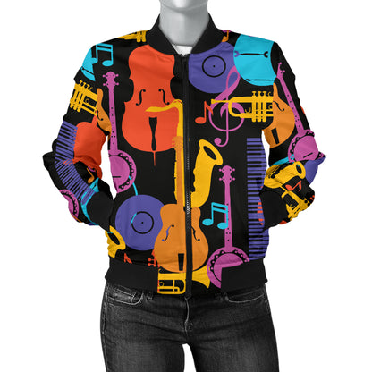 Jazz Pattern Print Design 03 Women's Bomber Jacket