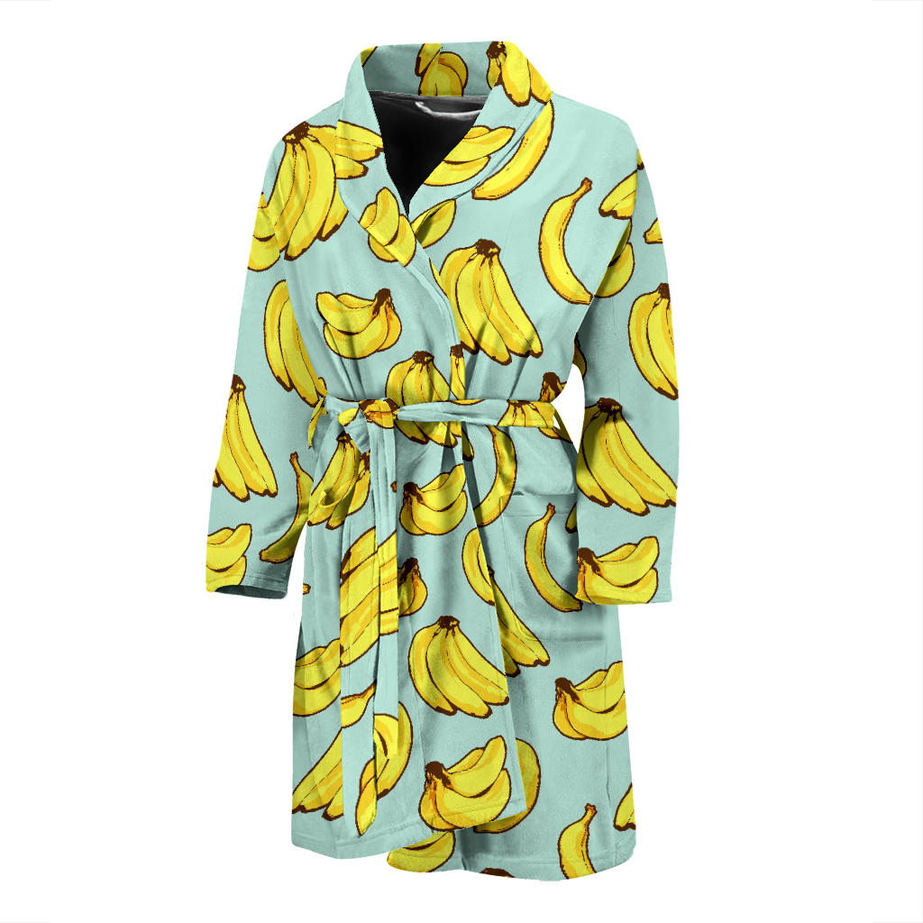 Banana Pattern Print Design BA04 Men Bathrobe