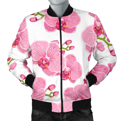 Orchid Pink Pattern Print Design OR07 Men Bomber Jacket