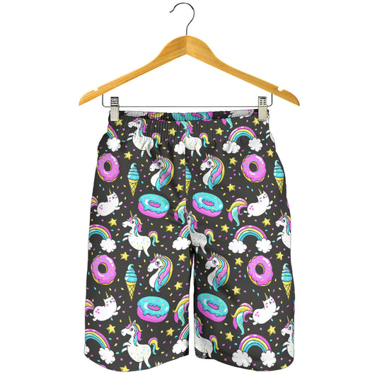 Donut Unicorn Pattern Print Design DN09 Mens Shorts