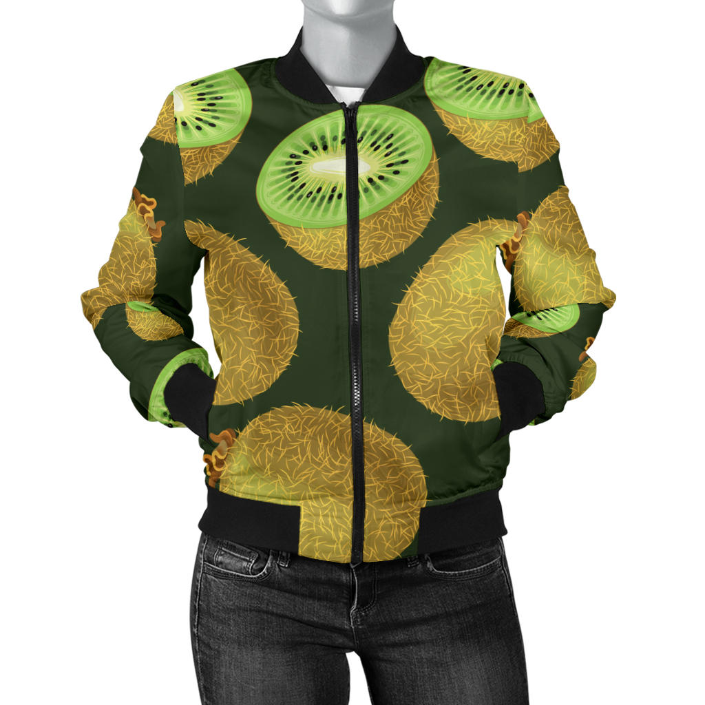 Kiwi Pattern Print Design KW04 Women Bomber Jacket