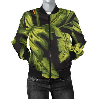 Bird Of Paradise Pattern Print Design BOP013 Women Bomber Jacket