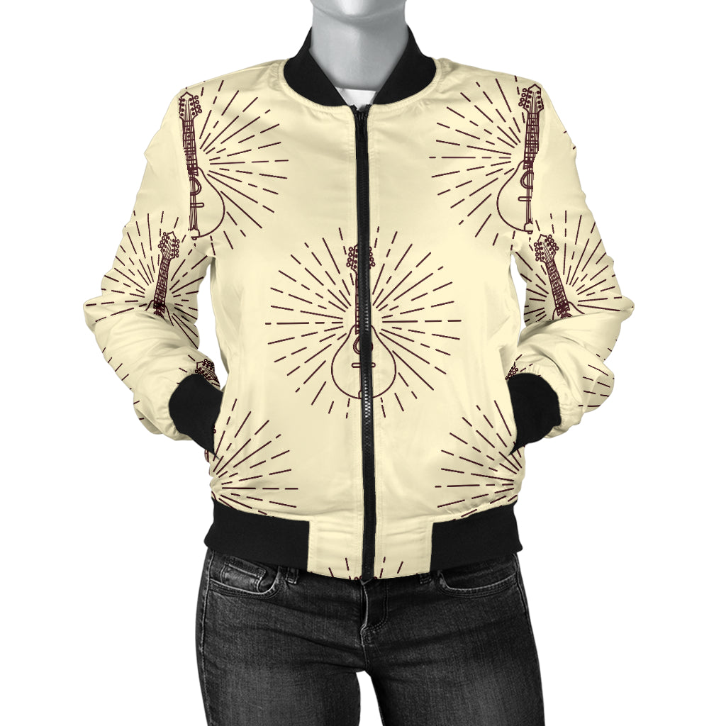 Mandolin Pattern Print Design 02 Women's Bomber Jacket