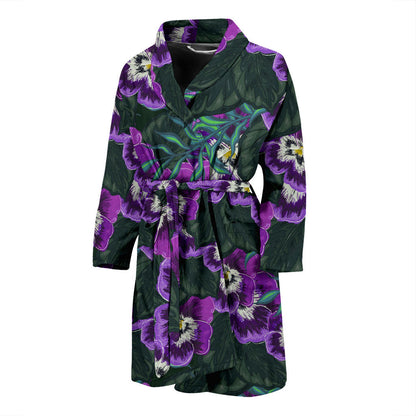 Pansy Pattern Print Design PS07 Men Bathrobe