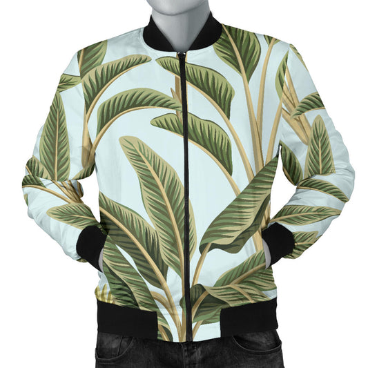Banana Leaf Pattern Print Design BL03 Men Bomber Jacket