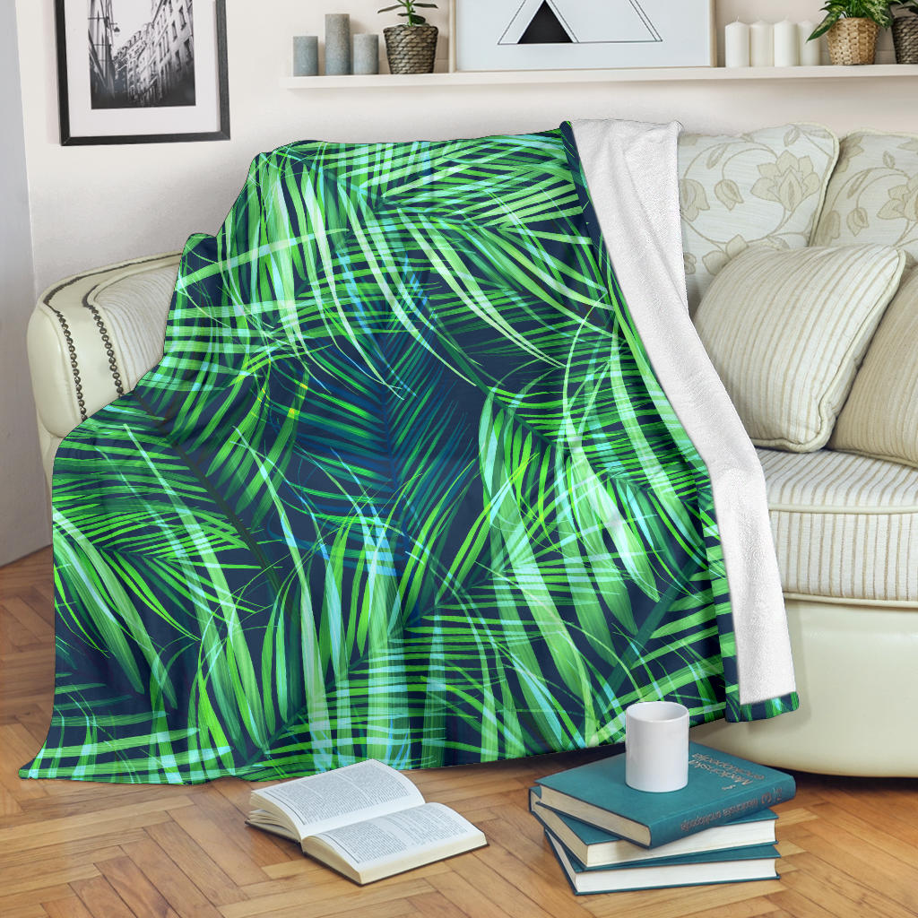 Palm Leaves Pattern Print Design PL02 Fleece Blanket