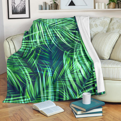 Palm Leaves Pattern Print Design PL02 Fleece Blanket