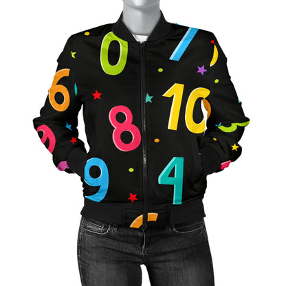Number Pattern Print Design A04 Women's Bomber Jacket