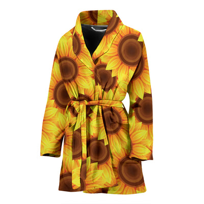 Sunflower Pattern Print Design SF07 Women Bathrobe