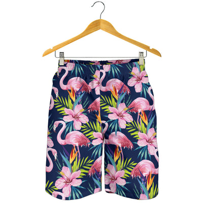 Flamingo Hibiscus Print Mens Shorts