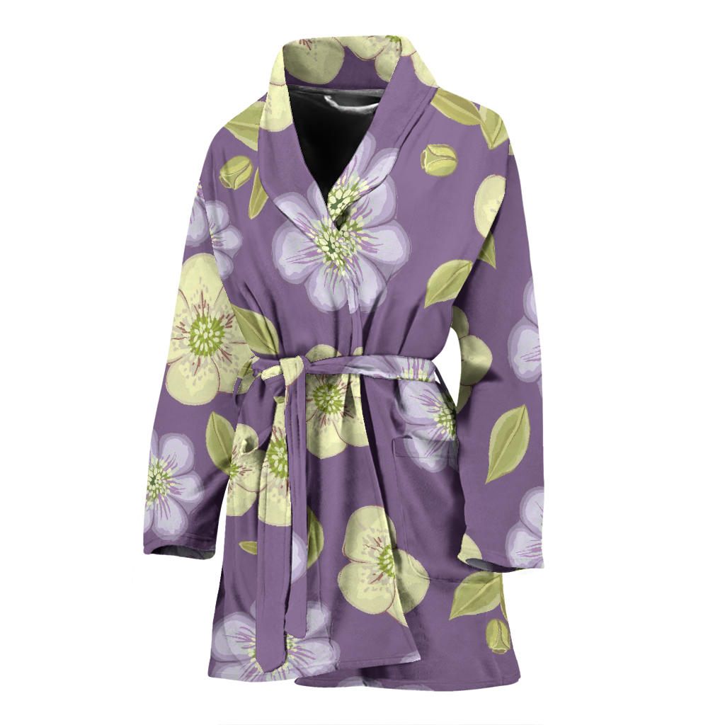 Anemone Pattern Print Design AM013 Women Bathrobe