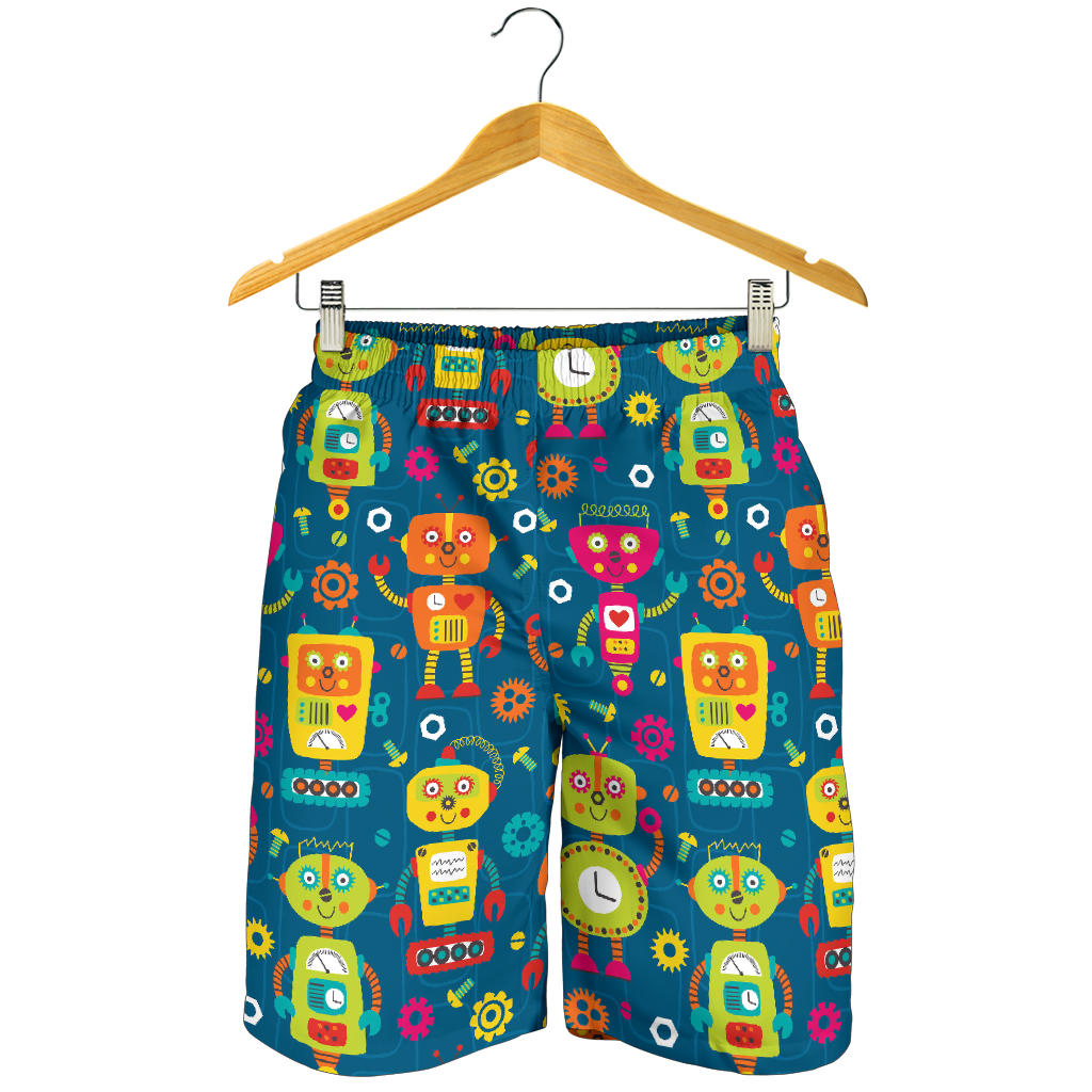 Robot Pattern Print Design A04 Mens Shorts