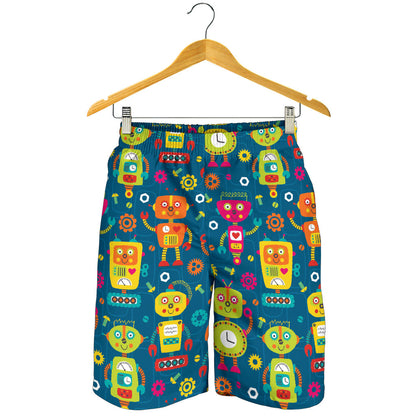 Robot Pattern Print Design A04 Mens Shorts