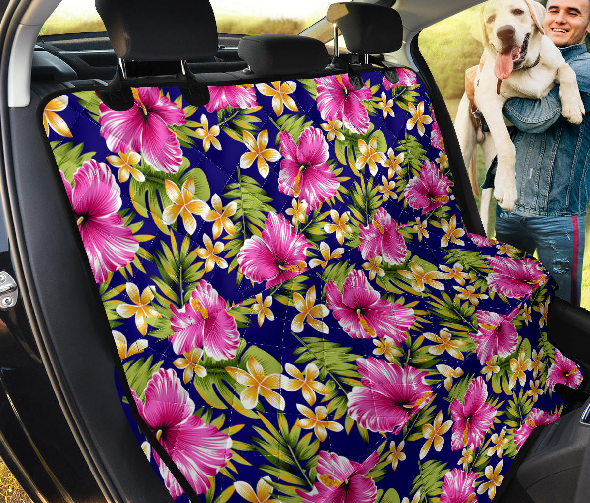 Pink Hibiscus Pattern Print Design HB027 Rear Dog  Seat Cover