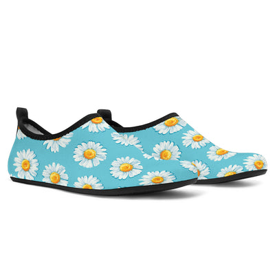 Daisy Pattern Print Design DS03 Aqua Water Shoes