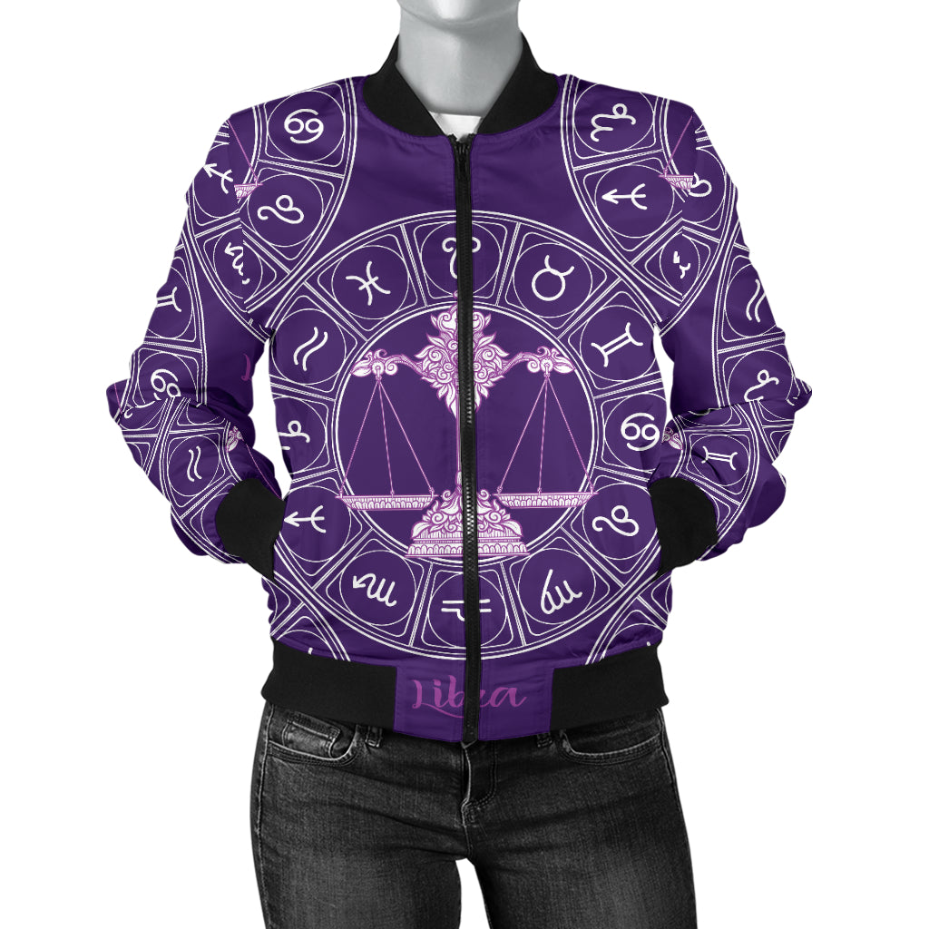 Libra Pattern Print Design 03 Women's Bomber Jacket