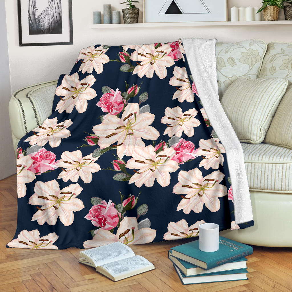 Lily Pattern Print Design LY04 Fleece Blanket