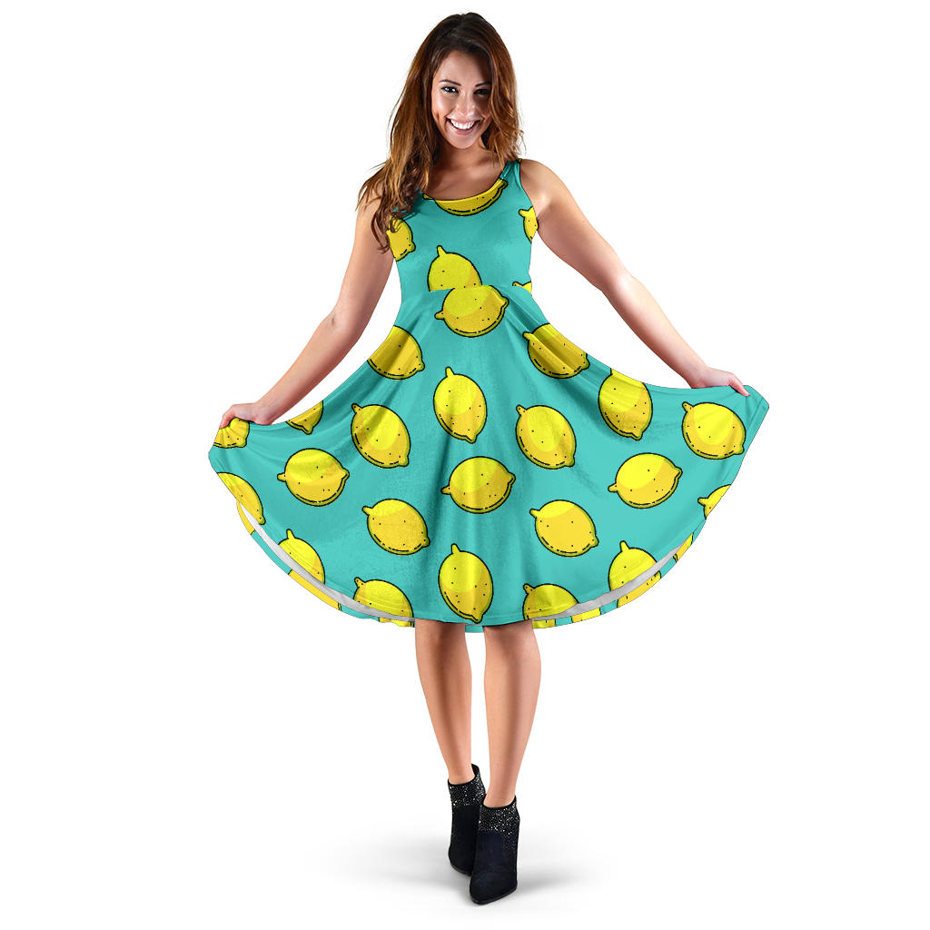 Lemon Pattern Print Design LM04 Midi Dress