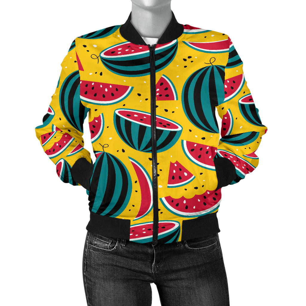 Watermelon Pattern Print Design WM02 Women Bomber Jacket
