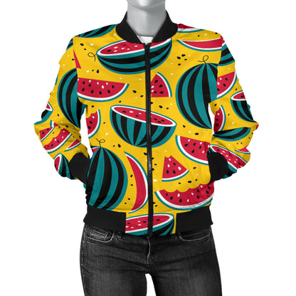 Watermelon Pattern Print Design WM02 Women Bomber Jacket