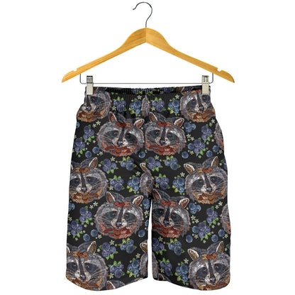 Raccoon Pattern Print Design A03 Mens Shorts