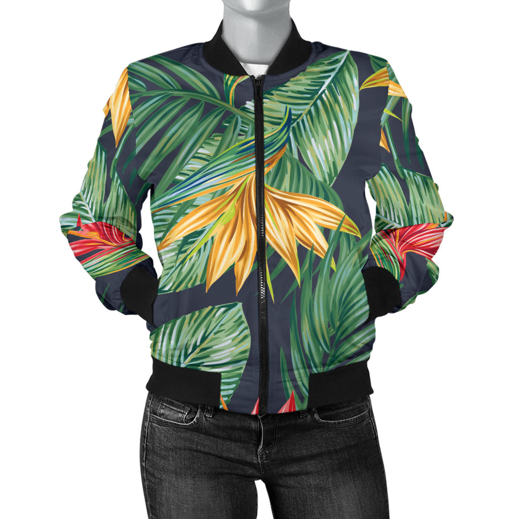 Bird Of Paradise Pattern Print Design BOP09 Women Bomber Jacket