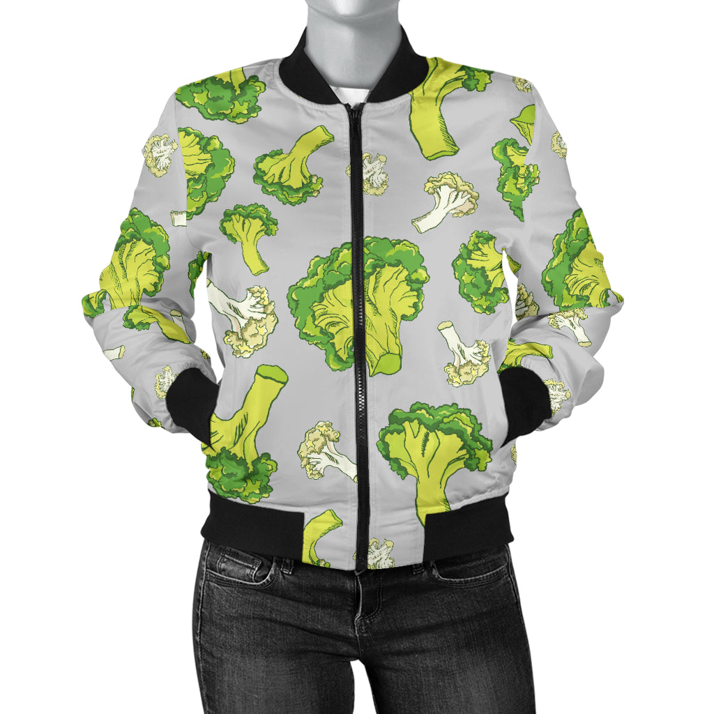 Broccoli Pattern Print Design 03 Women's Bomber Jacket